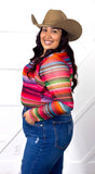 Southwestern Serape Mesh Top: Multi
