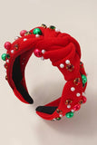 CHRISTMAS JINGLE BELL SEED BEAD HAIR BAND HEADBAND | 40HB156: Red