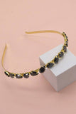 ACRYLIC BEAD RHINESTONE EMBELLISHED HEADBAND | 40HB114: JET BLACK