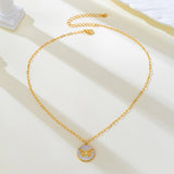 Paperclip Chain Butterfly Enamel Pendant Necklace | 80N93789: GOLD
