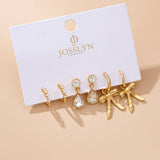Pearl Crystal Teardrop Bow Trio Earring Set | 80E61791: GOLD