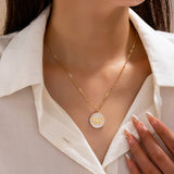 Paperclip Chain Butterfly Enamel Pendant Necklace | 80N93789: GOLD