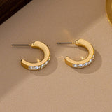 Crystal Gold-Tone Huggie Hoop Earrings | 80E63162: GOLD
