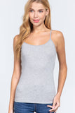 Cropped Cami Tank with adjustable Spaghetti Straps   : -h grey