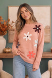 HAPTICS Terracotta Floral Embroidered Knit Sweater