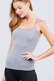 Cropped Cami Tank with adjustable Spaghetti Straps   : -h grey