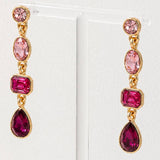 4 Tier Drop Layer Rhinestone Earrings | 40E527: FUCHSIA
