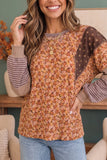 Floral Mixed Media Patchwork Long Sleeve Top