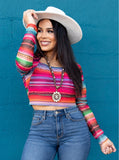 Southwestern Serape Mesh Top: Multi