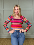 Southwestern Serape Mesh Top: Multi