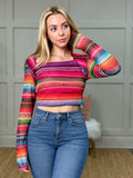 Southwestern Serape Mesh Top: Multi