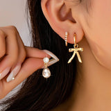 Pearl Crystal Teardrop Bow Trio Earring Set | 80E61791: GOLD