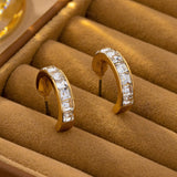 Crystal Gold-Tone Huggie Hoop Earrings | 80E63162: GOLD