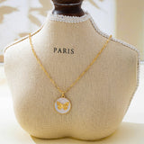 Paperclip Chain Butterfly Enamel Pendant Necklace | 80N93789: GOLD