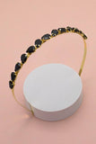 ACRYLIC BEAD RHINESTONE EMBELLISHED HEADBAND | 40HB114: JET BLACK