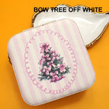 DESIGNED JEWELRY ORGANIZER TRAVEL BOX CASE | 40P566-CHRISTMA: BOW TREE OFF WHITE