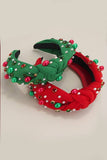 CHRISTMAS JINGLE BELL SEED BEAD HAIR BAND HEADBAND | 40HB156: Green