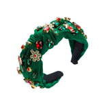Festive Crystal-Embellished Knotted Headband | 40HB211: GREEN